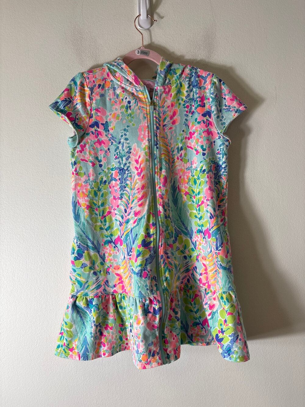 Girls Lilly Pulitzer Multi Color Watercolor Hooded Cover Up Sz L